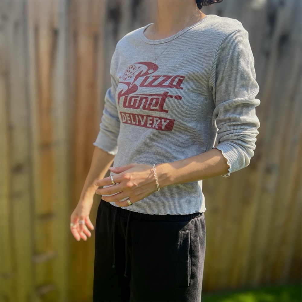 Gray Long Sleeve Pizza Planet Top